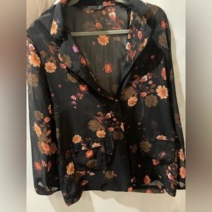 ZARA FLORAL PYJAMA STYLE TOP